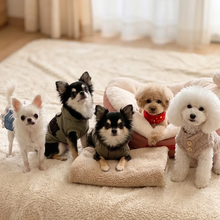 Five dogs together